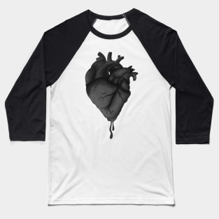 Anatomical Heart - Black and White Baseball T-Shirt